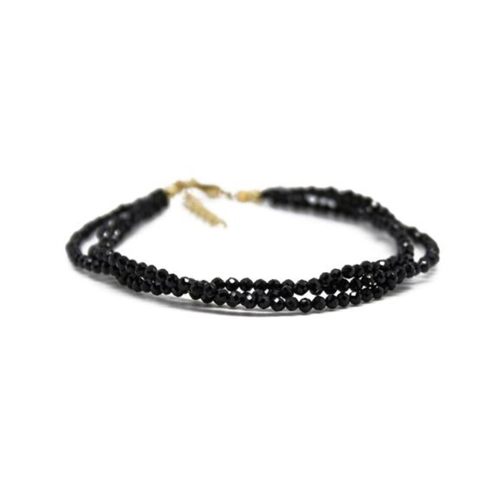 Natural Black Spinel Triple Layered Beads Bracelet Black Spinel Beaded 75$